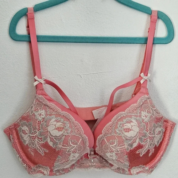 Victoria's Secret Dream Angels Push-up bra 34C‎ coral with lace overlay - Picture 3 of 10